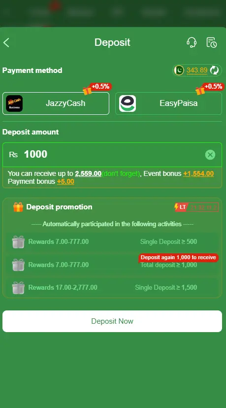 777 cx deposit money