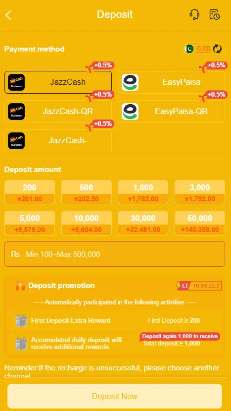 Deposit and Withdrawl method