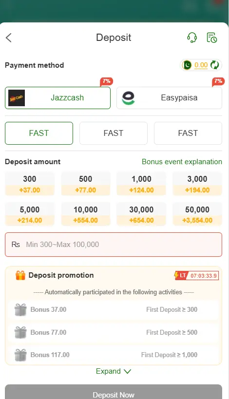payment methods available on the app