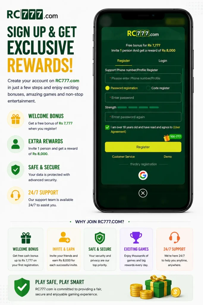 Signup on Rc777 Game
